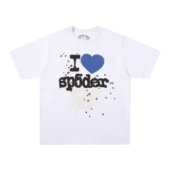 Sp5der T-Shirt T001 white  blue heart