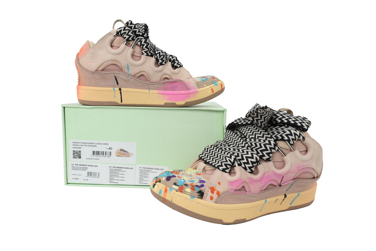 Lanvin Leather Curb x Gallery Dept Sneakers Paint Drip Pale Pink