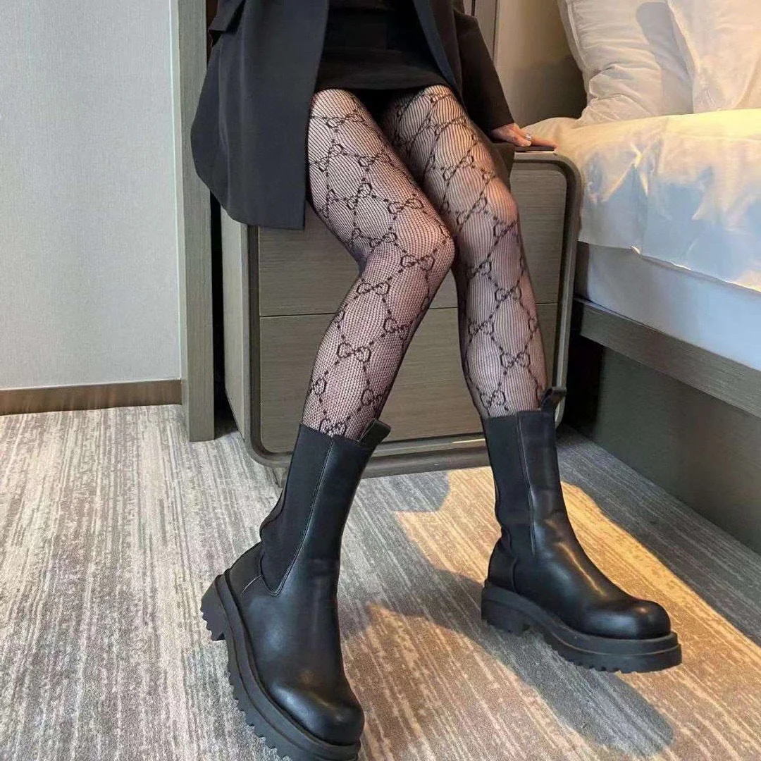 Small double G letter fishnet stockings