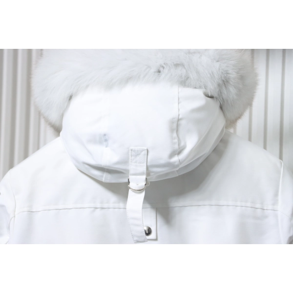Moose Knuckles Debbie Shearling Bomber Jacket White With A Pom-Pom