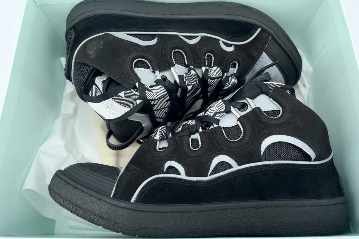 Lanvin Leather Curb Sneaker Black Grey
