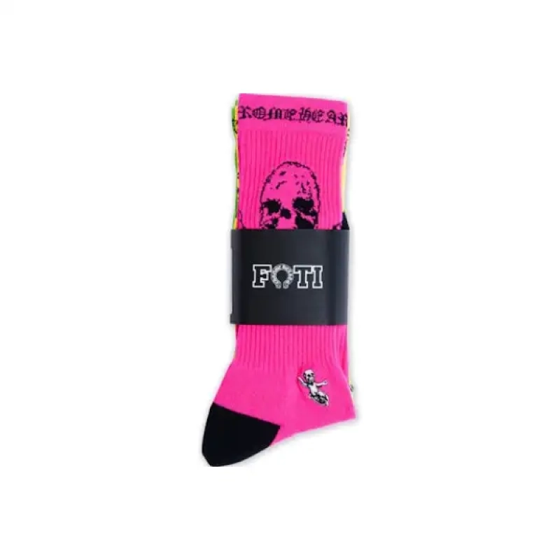 Chrome Hearts x Matty Boy Flame Socks Green/Yellow/Pink