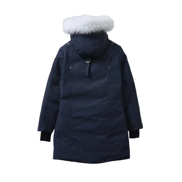 Moose Knuckles Women's Debbie Down Bomber Jacket W Fur Navy Blue