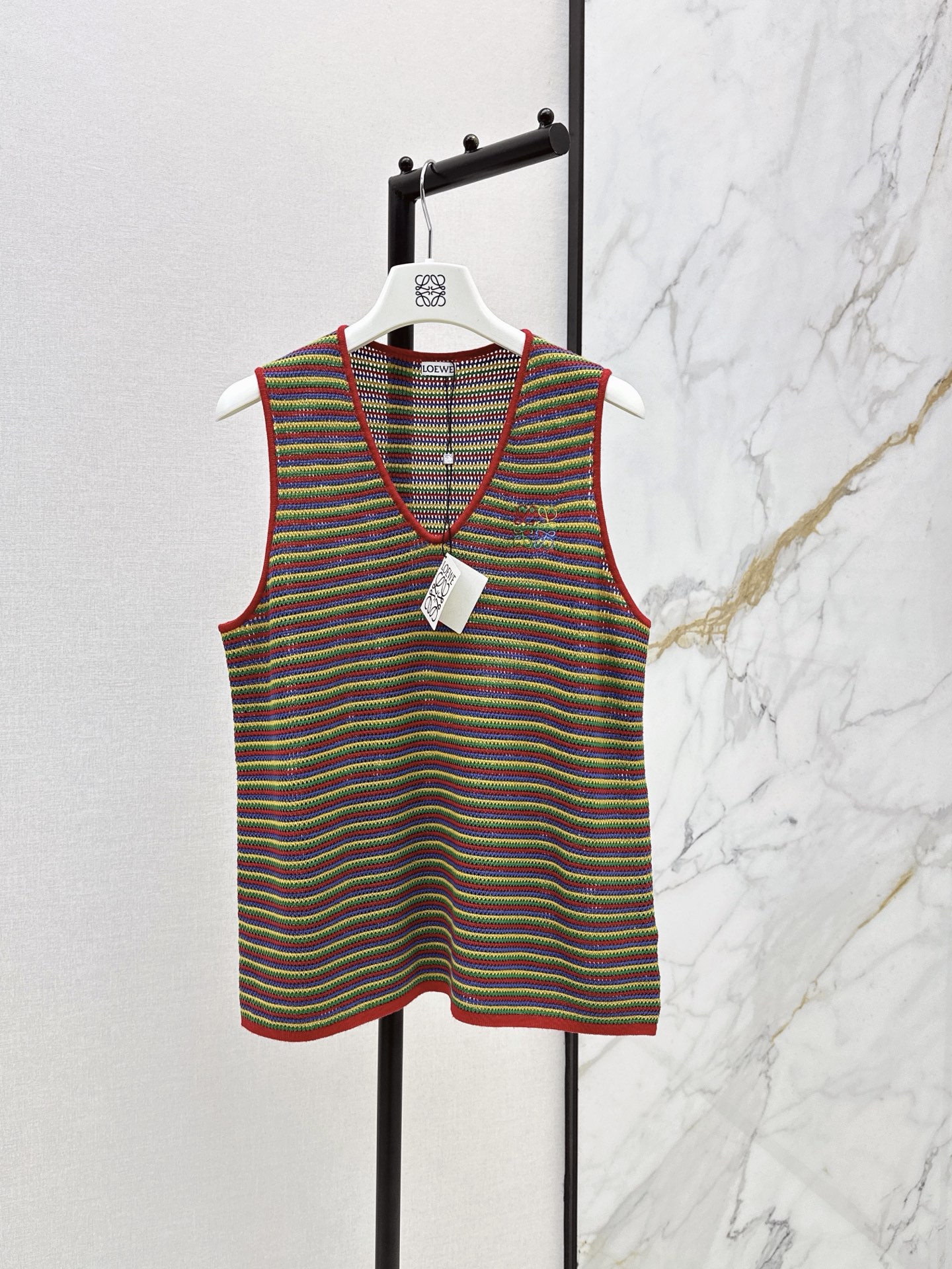 Loe New Colorblock Stripe V-Neck Sleeveless Knit