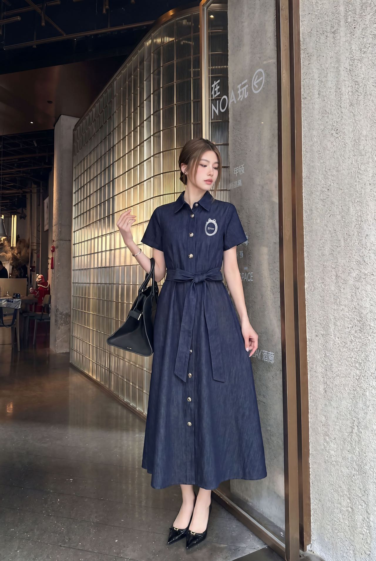 CD New embroidered denim dress