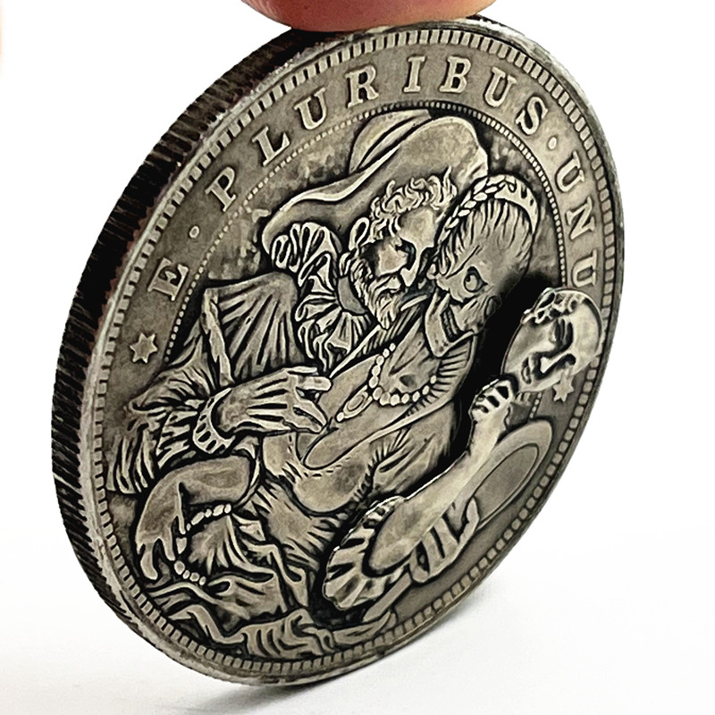 USA Movable Mechanical Coin Roman Booteen Hobo Nickel Morgan Dollar Mask Girl Moving Mask Amazing Art Collectible Creative Gift Handmade Commemoration Coin
