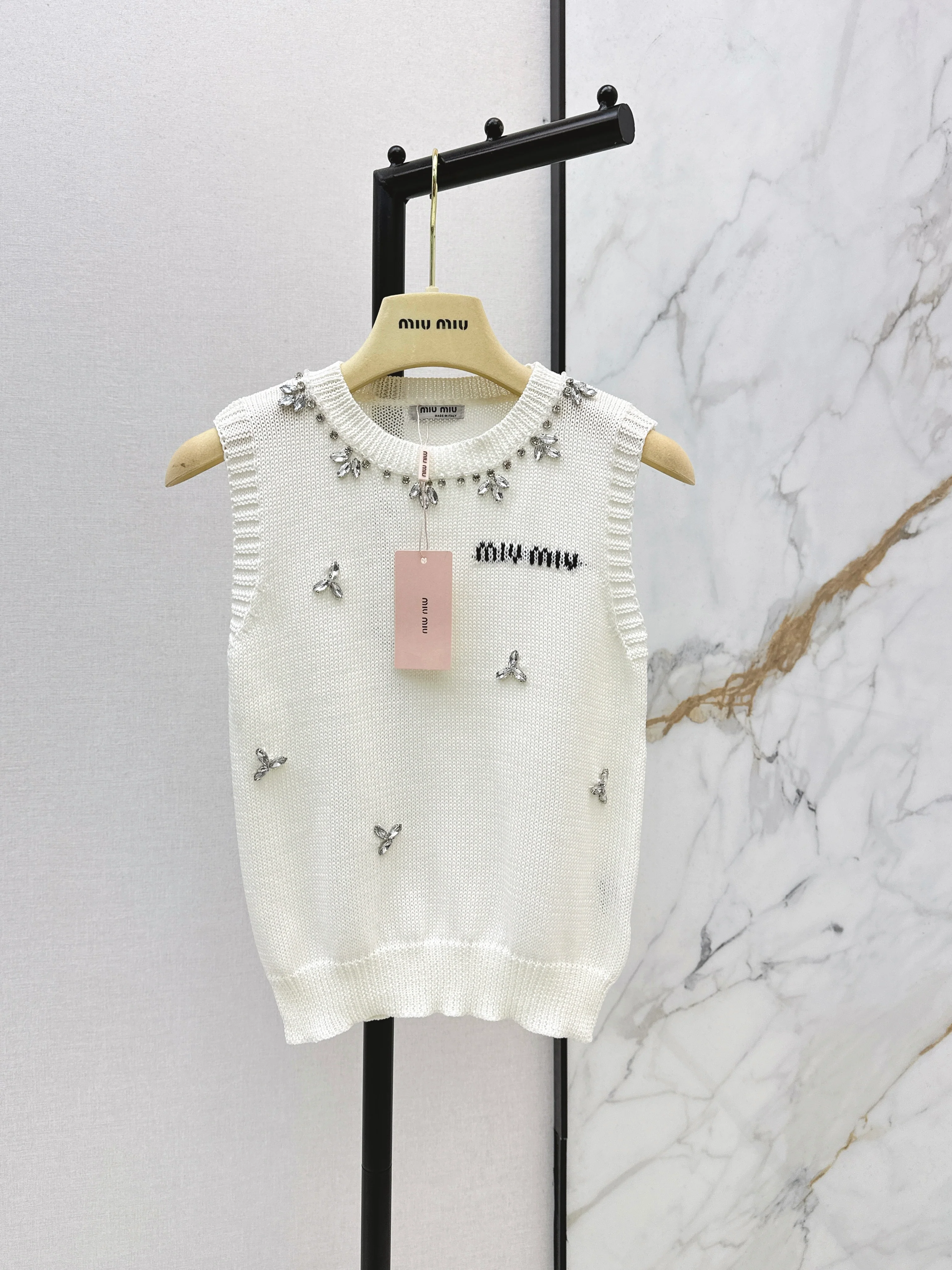 Miu NEW rhinestone sleeveless vest