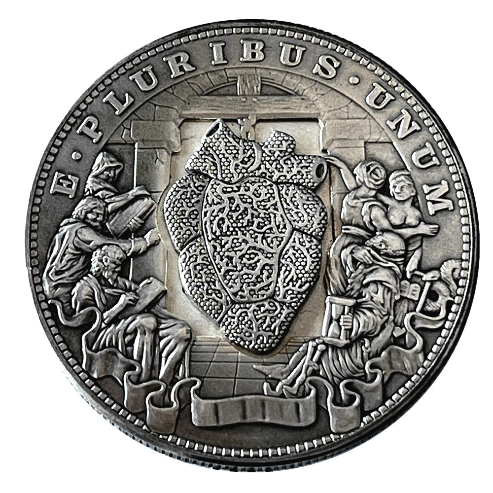 Movable Mechanical Coin Beating Heart Coin Roman Booteen Amazing Art Token Hobo Nickel Morgan Dollar Magic Collectible Creative Gift Handmade Commemorative Coin