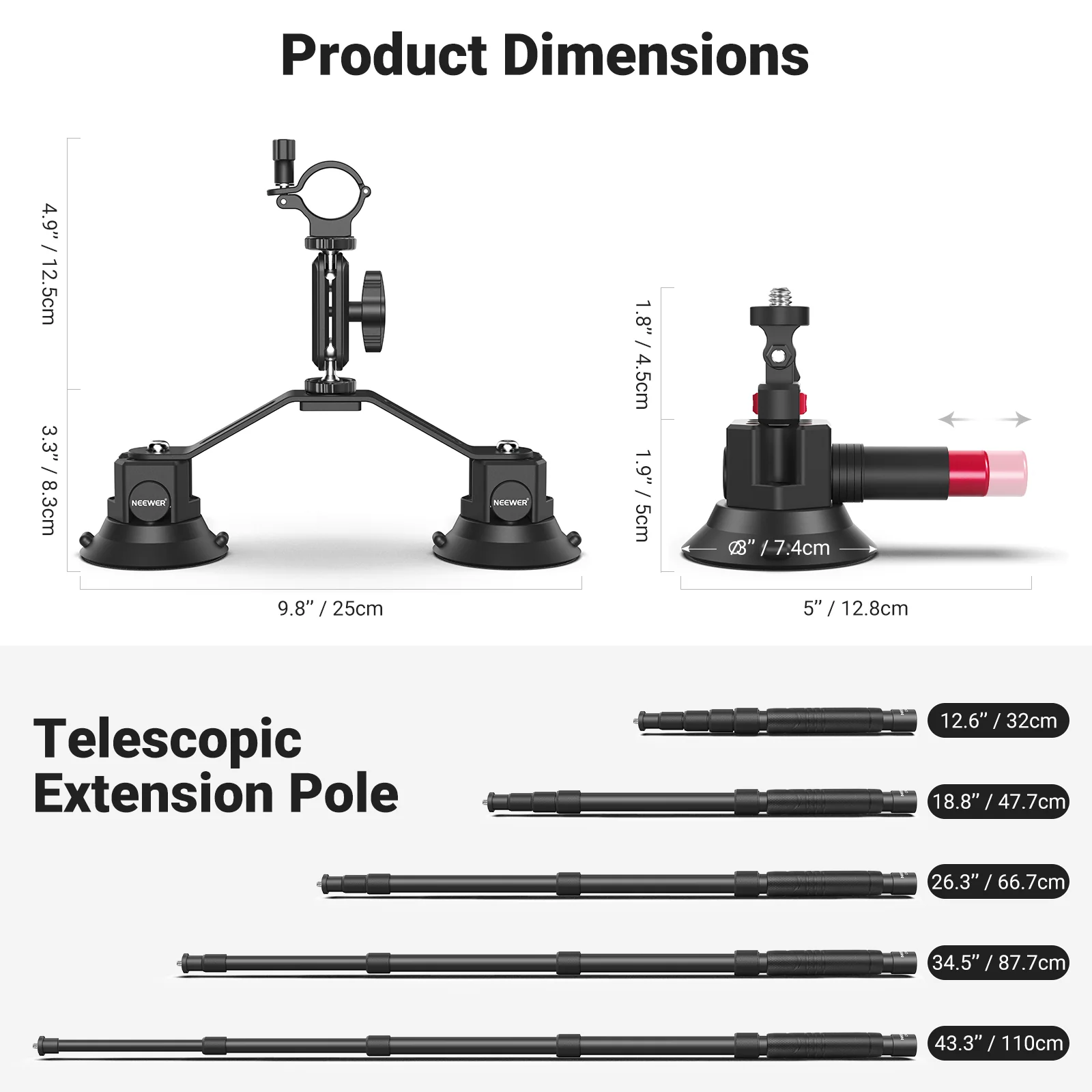 CA065 Triple Suction Cup Car Mount