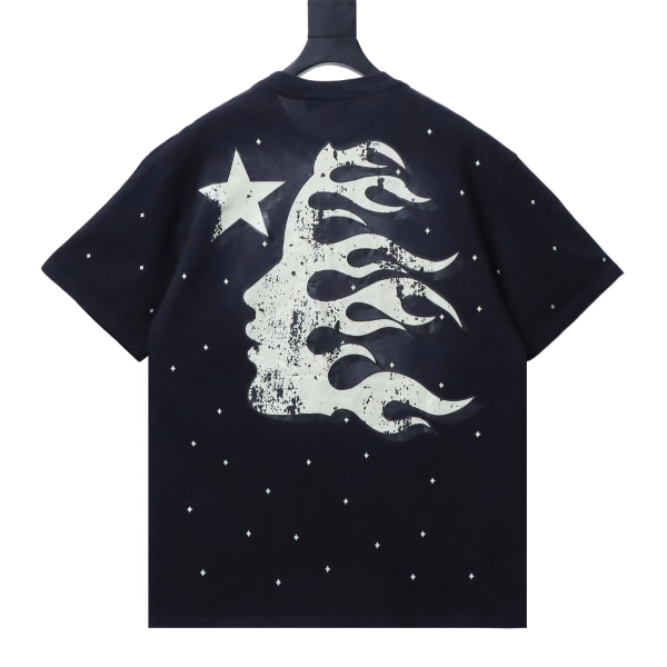Hellstar Style Sequin Letter Print Short Sleeve Tee