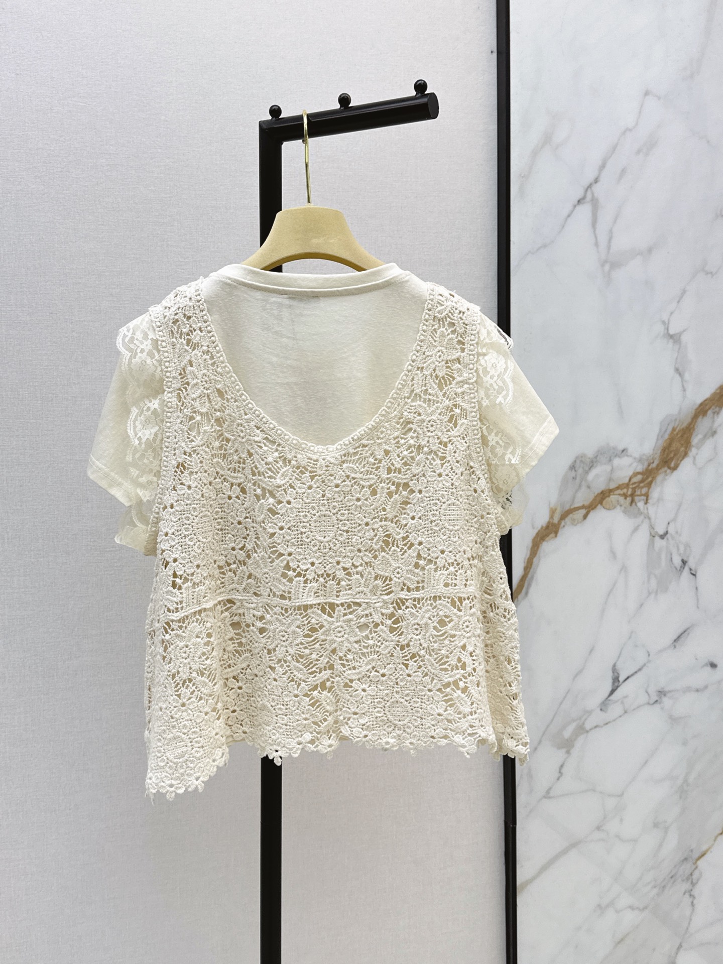 Miu New Bohemian Style Crochet Flower Vest Two-Piece Set