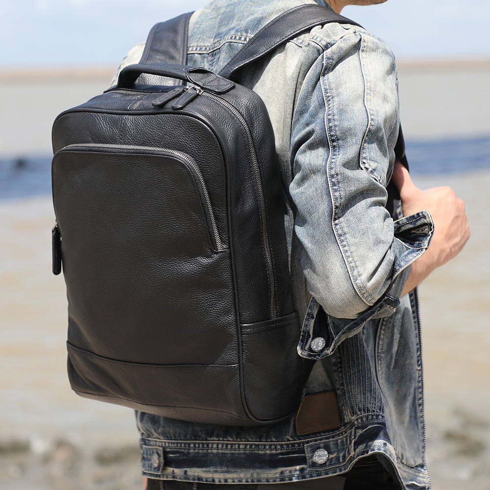 Premium Pebbled Leather Business Backpack - Professional Utility for the Modern Professional