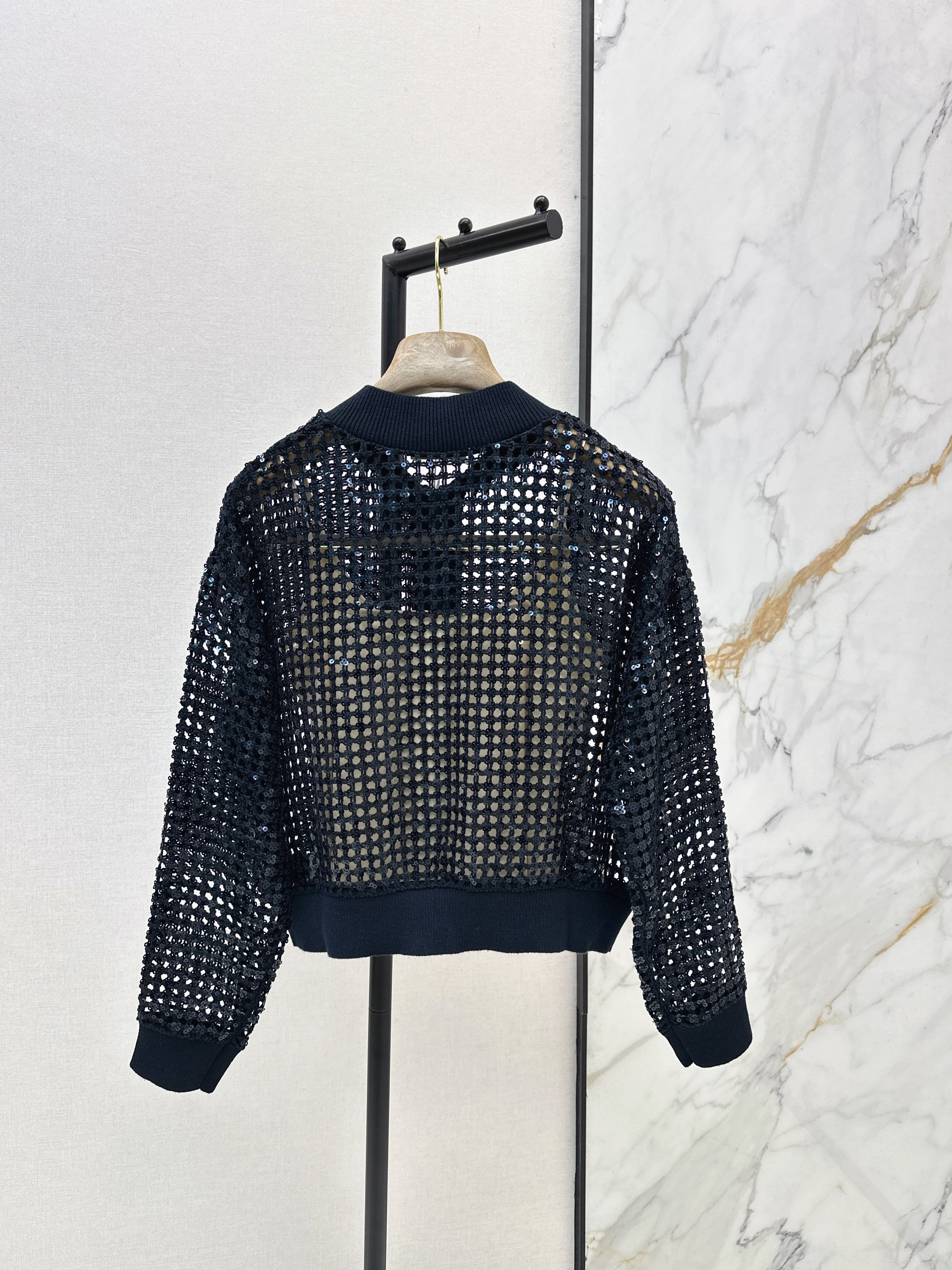 Brun New sequin mesh zip jacket