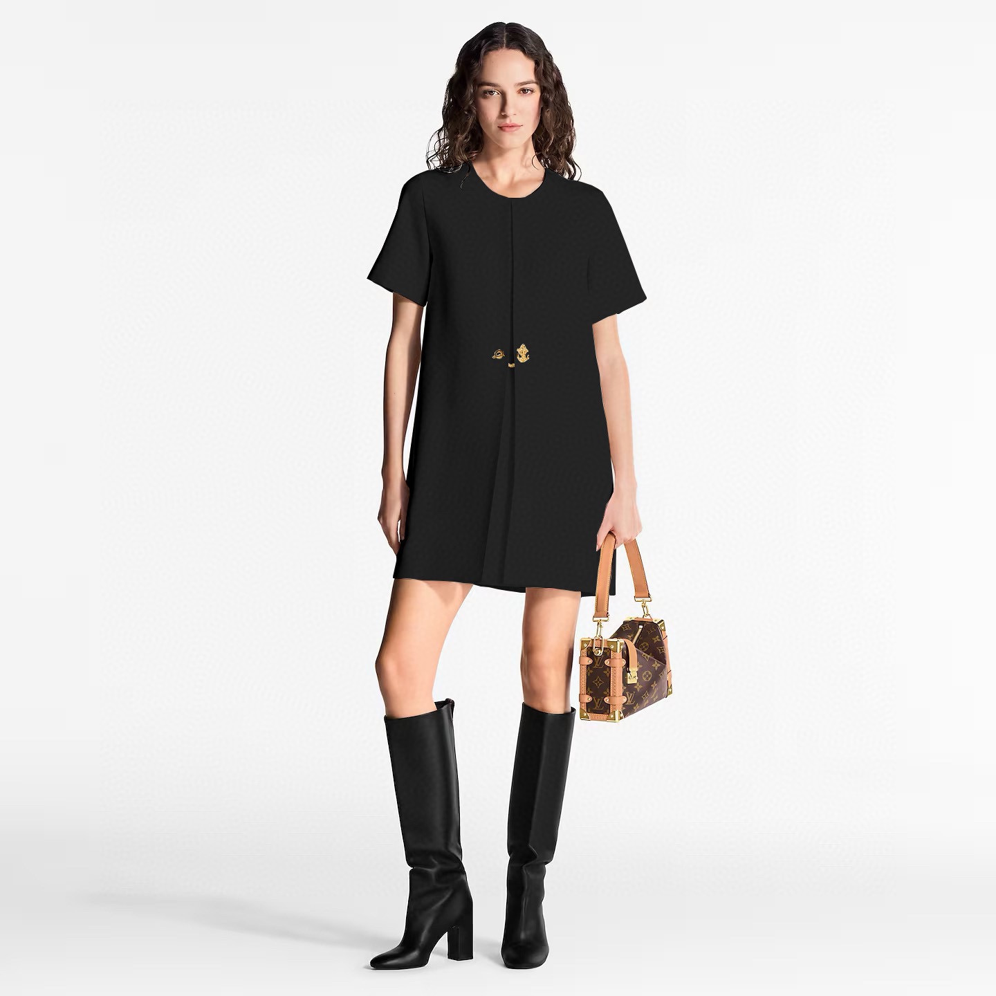 Louis New Metal buckle short-sleeve dress