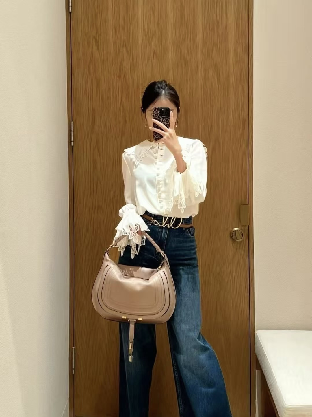 Chol New lace embroidery silk shirt