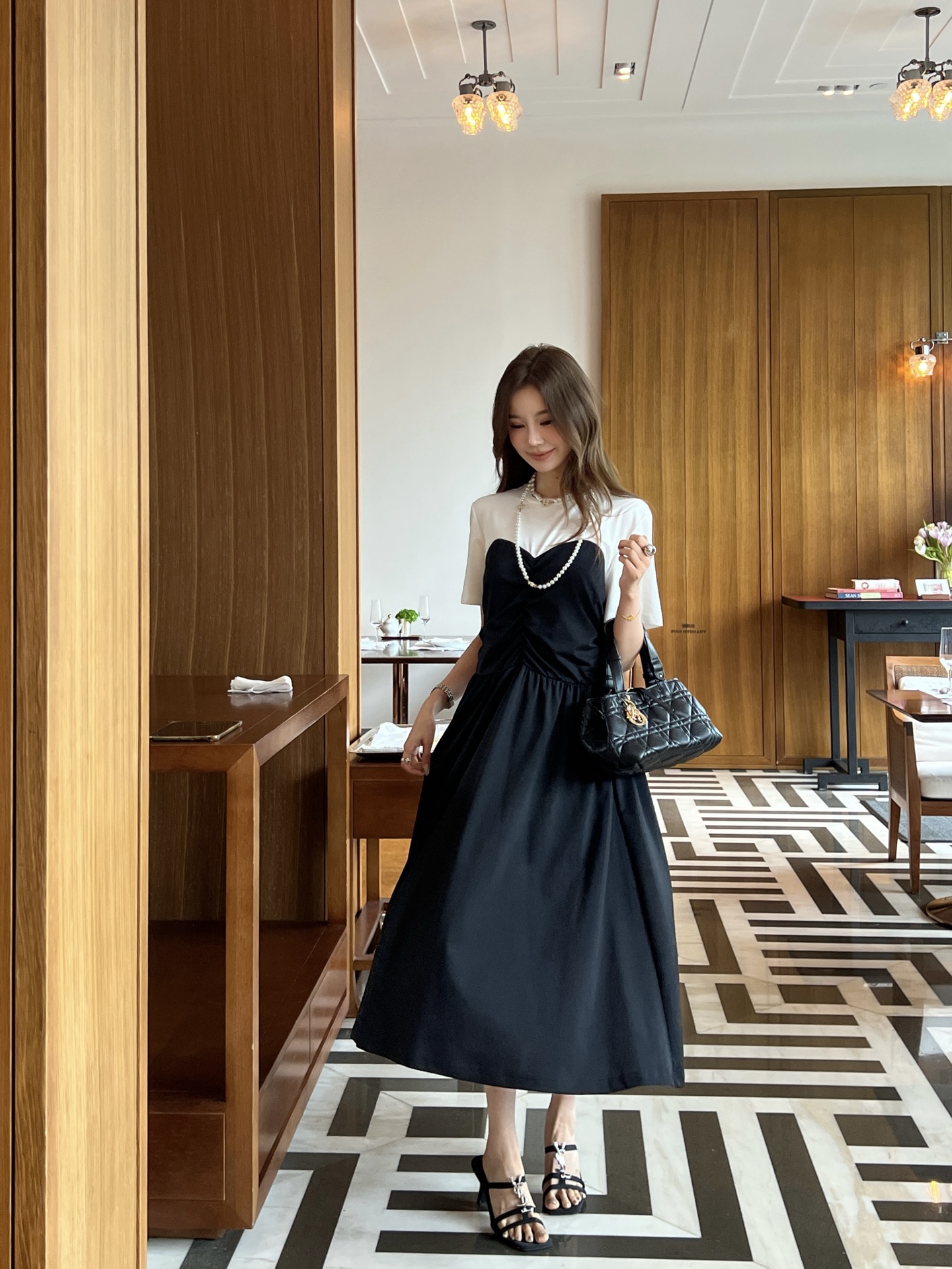 CD New Color-blocked patchwork dress