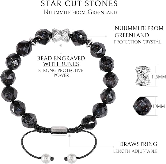 R40P-Men's Nuummite Beaded Bracelet with Sterling Silver Engraved Charm 10mm Braided Bracelet
