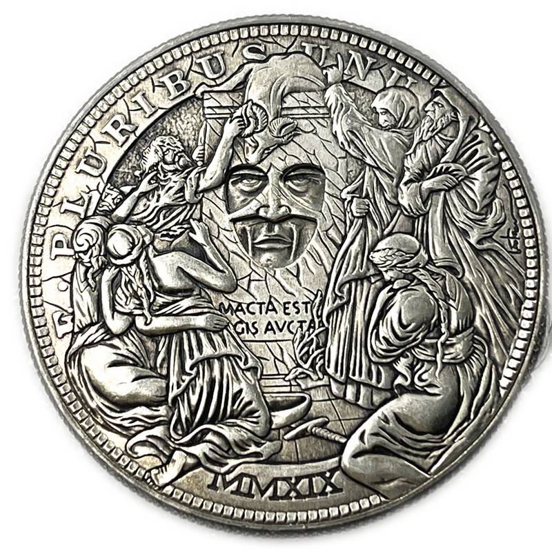 Movable Mechanical Coin 'Changing Faces' Roman Booteen Coin Hobo Nickel Morgan Dollar Amazing Art Collectible Creative Gift Handmade Commemoration Coin