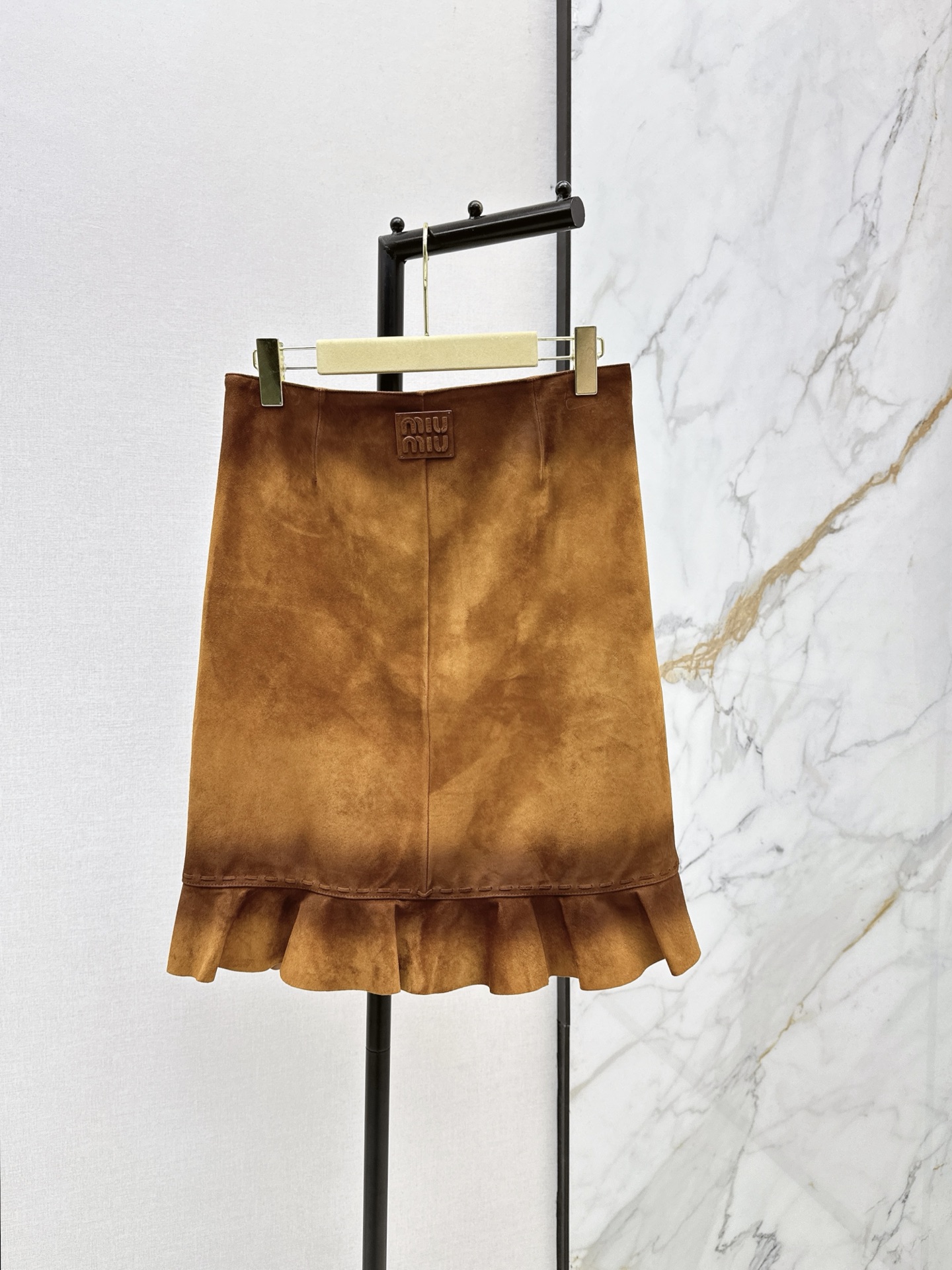 Miu New Worn-in suede skirt