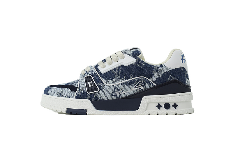 Pkkicks God Batch Louis Vuitton Sneakers Blue Denim Fabric (NFC)