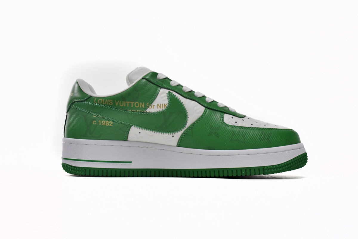 Pkkicks God Batch LOUIS VUITTON x Nike Air Force 1 White Green 7108-6