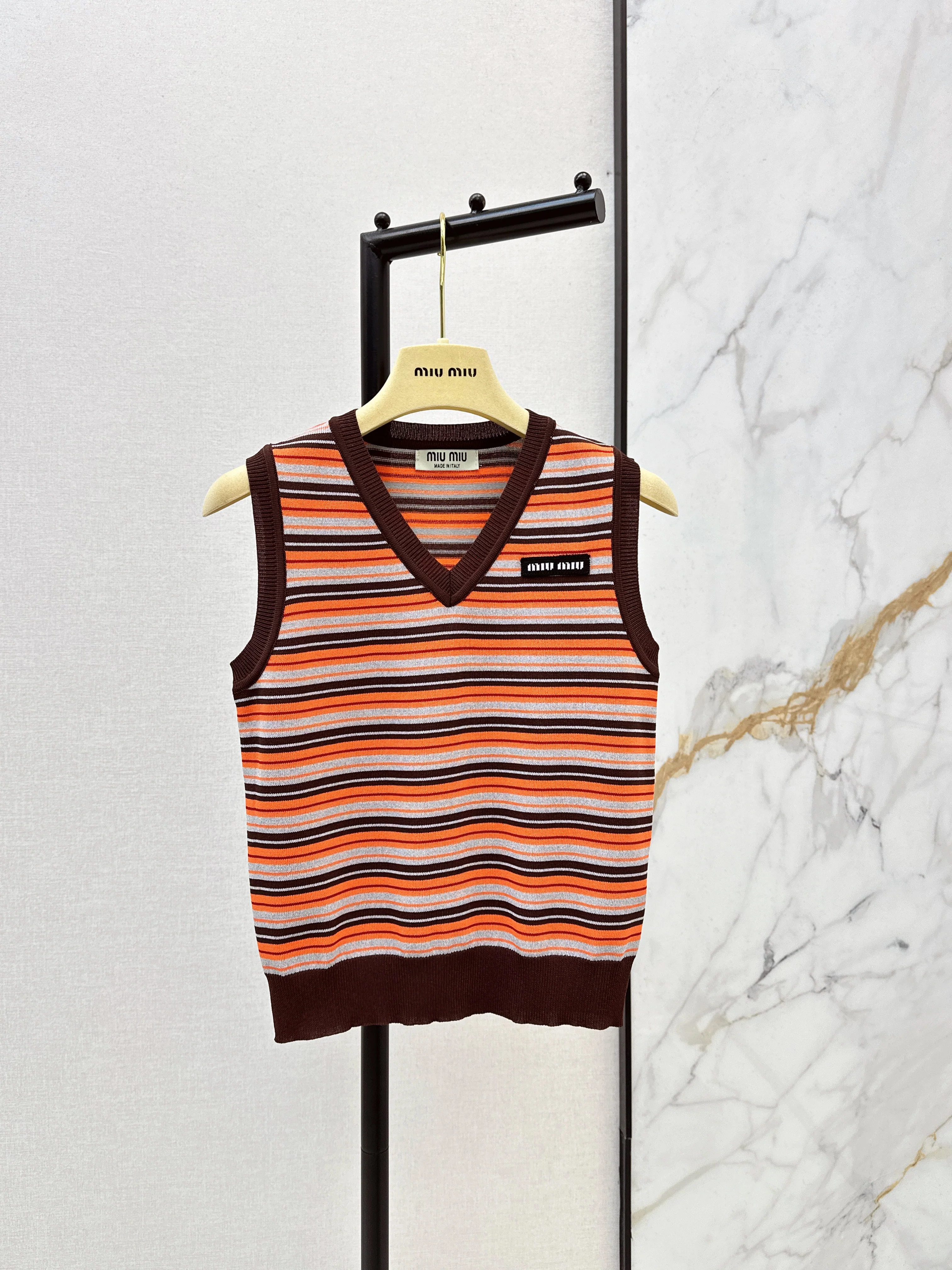 Miu NEW stripe knitted vest