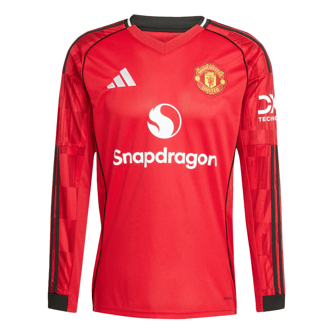 Manchester United Home Long Sleeve Soccer Jersey 2025/26