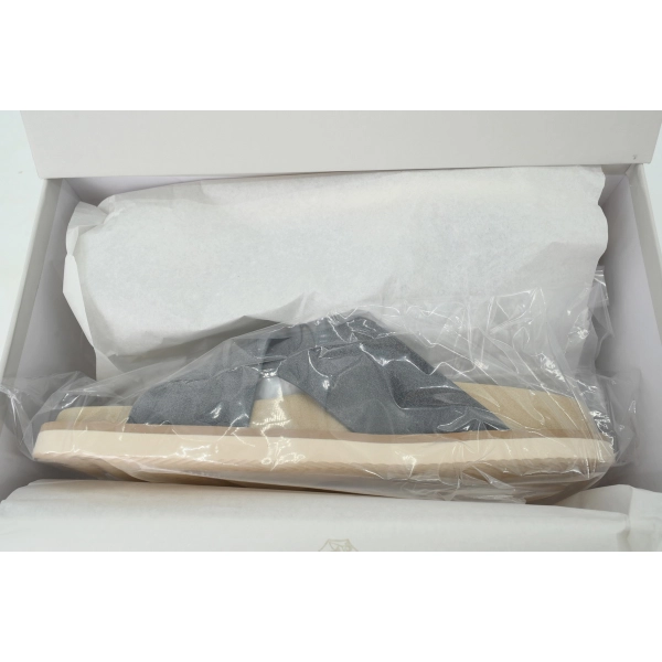 Brunello Cucinelli Suede Crisscross Slides Grey