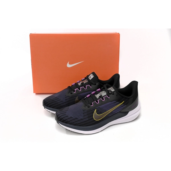 Nike Air Winflo 9 Black Blue and Yellow DD6203-007