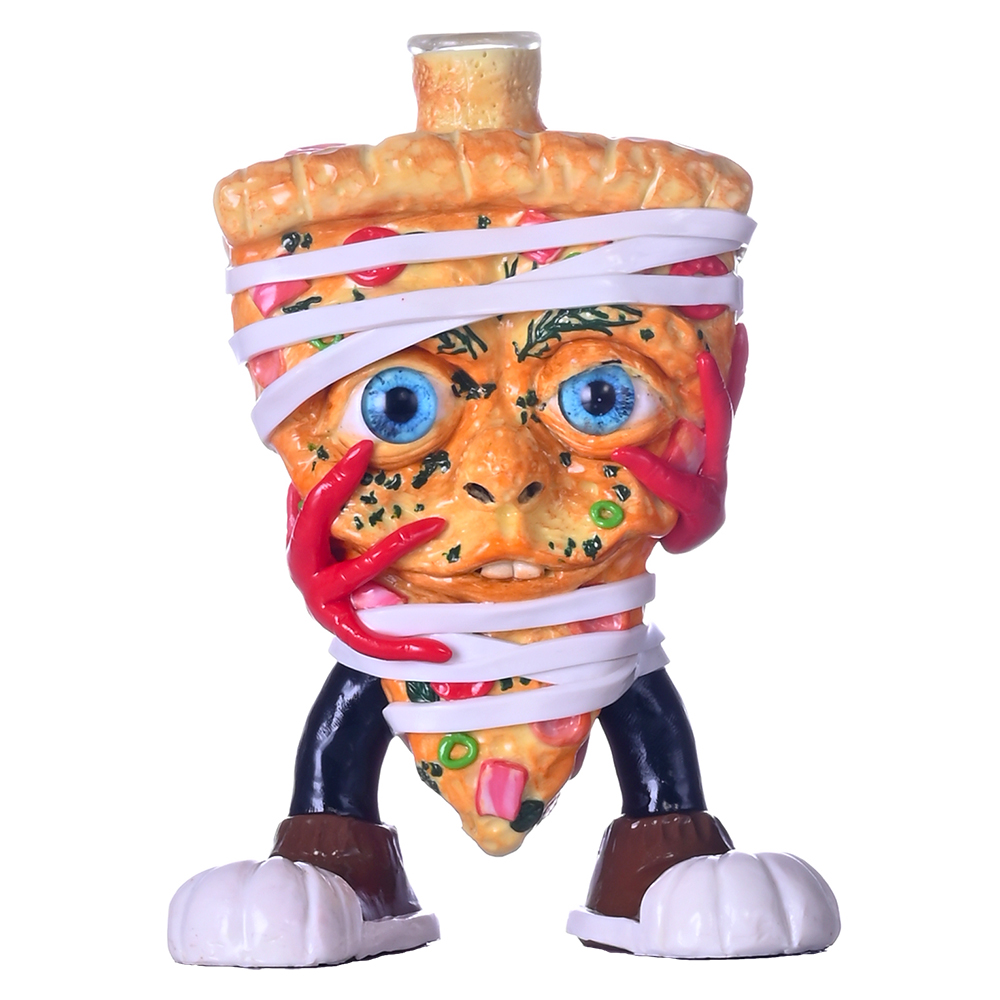 Random Pizza Slice mini dab rig cartoon character 14mm male bowl glass