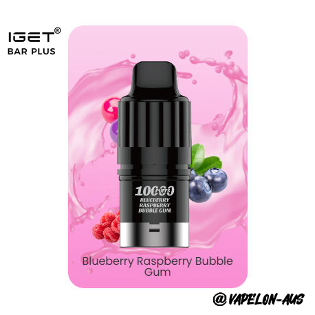 IGET BAR PLUS S3 POD 10000 Puffs - Blueberry Raspberry Bubble Gum