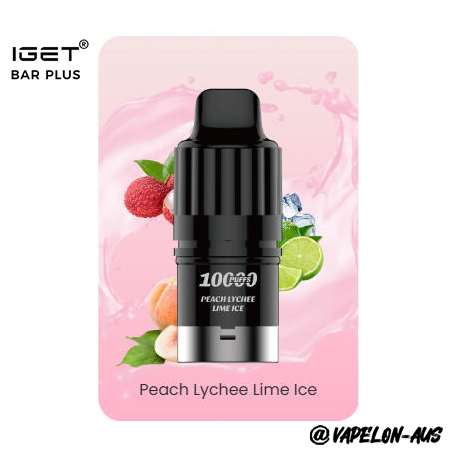 IGET BAR PLUS S3 POD 10000 Puffs - Peach Lychee Lime lce