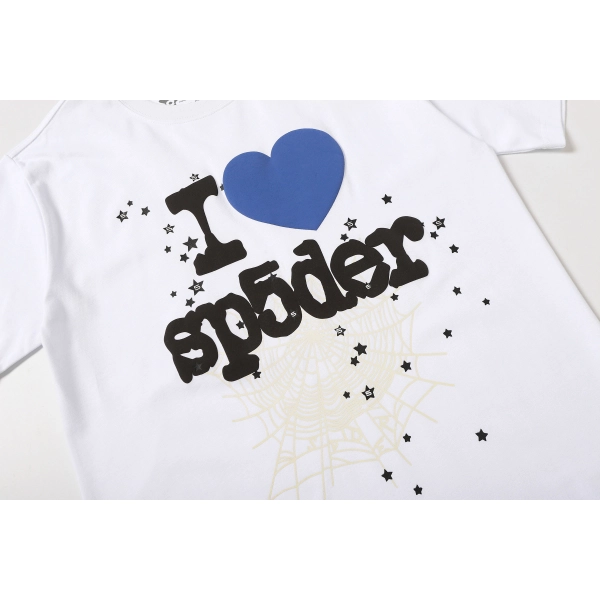 Sp5der T-Shirt T001 white  blue heart