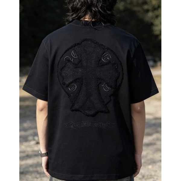 Chrome Hearts Cross Sanskrit Terry Patch Crew Neck T-Shirt black