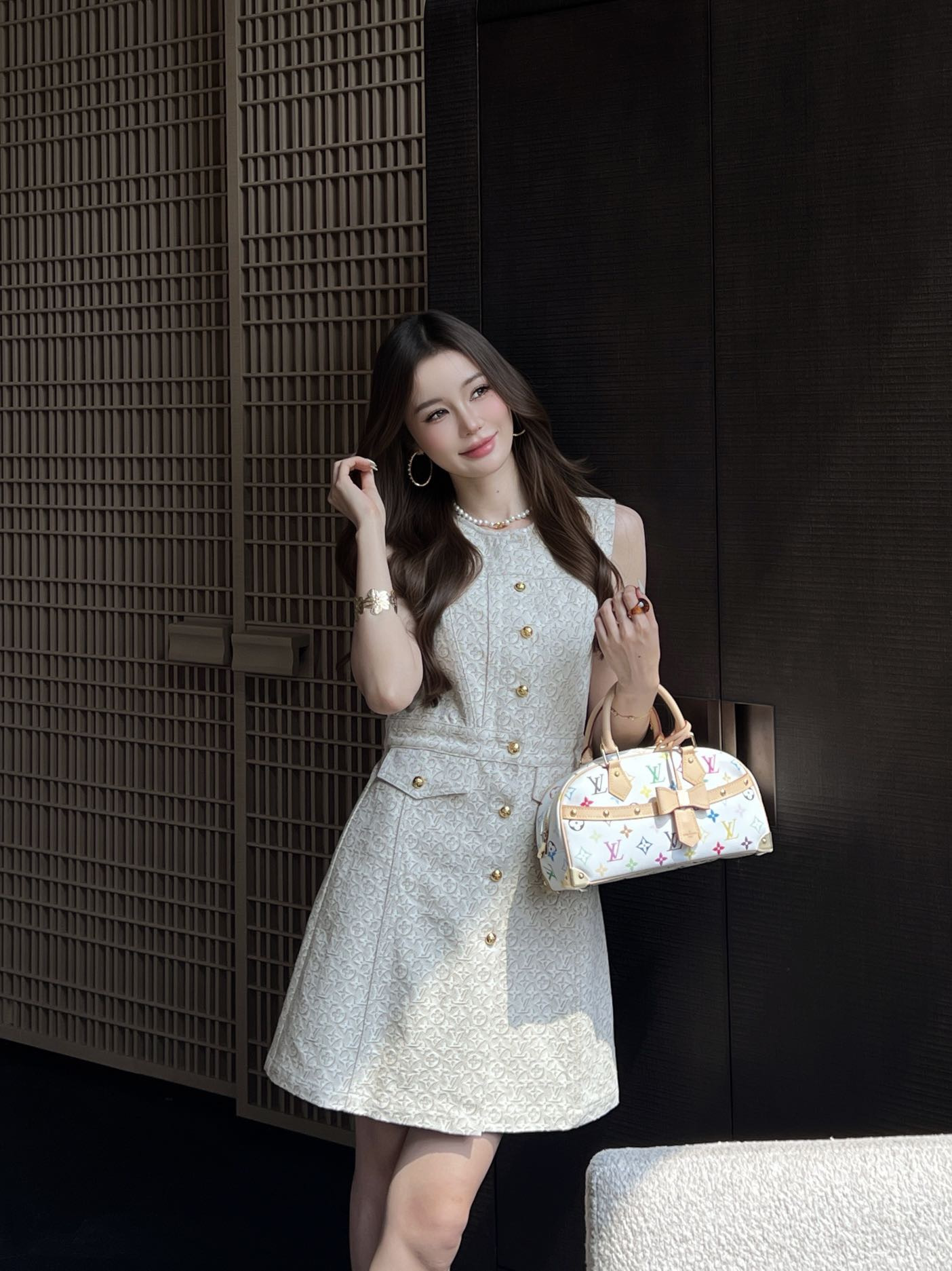 Loui New jacquard denim dress