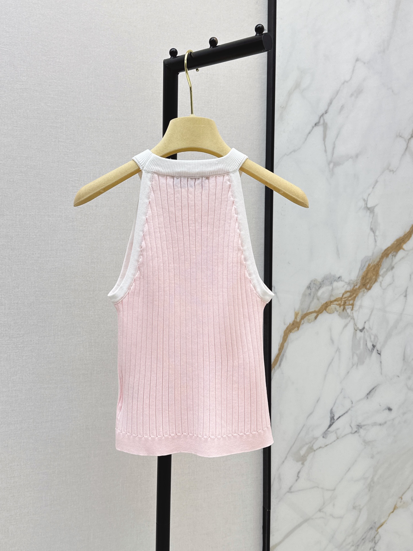 Miu New Bow-tie color-blocked knitted vest