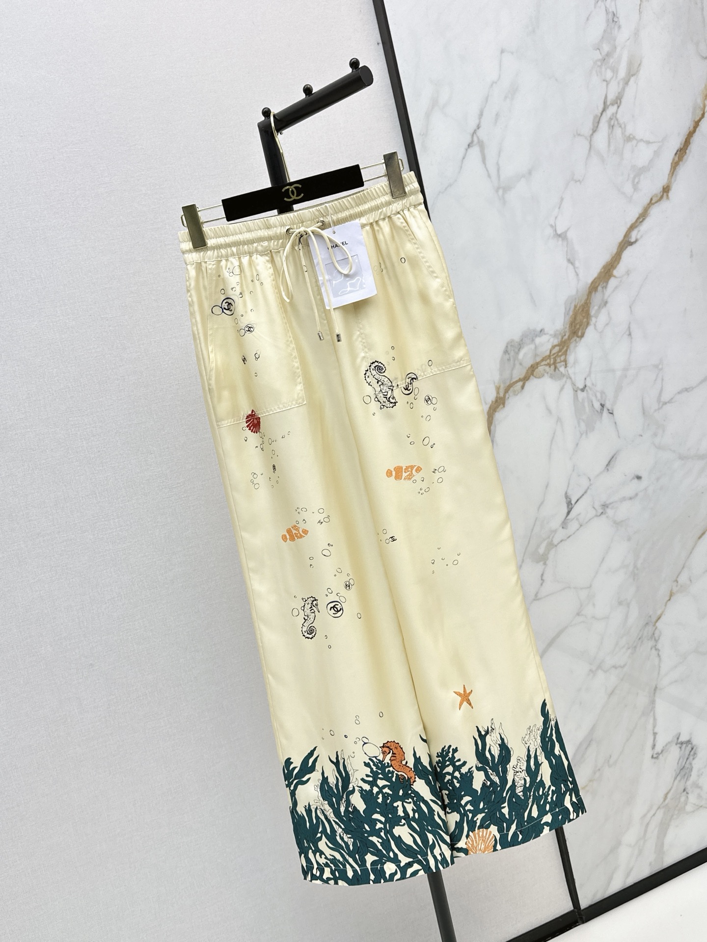 Chan New Printed Silk Straight-Leg Pants