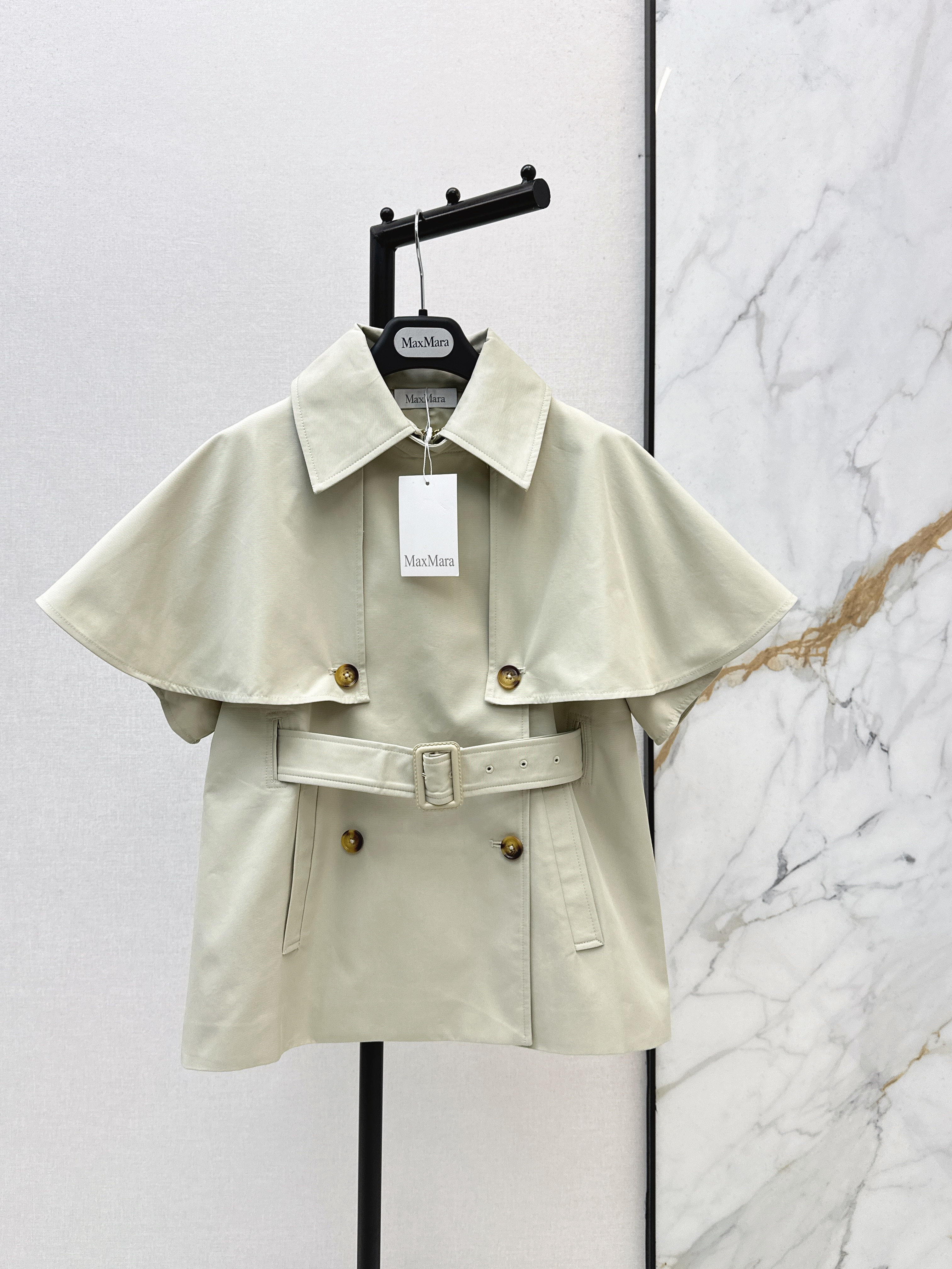 Max New cropped cape trench coat
