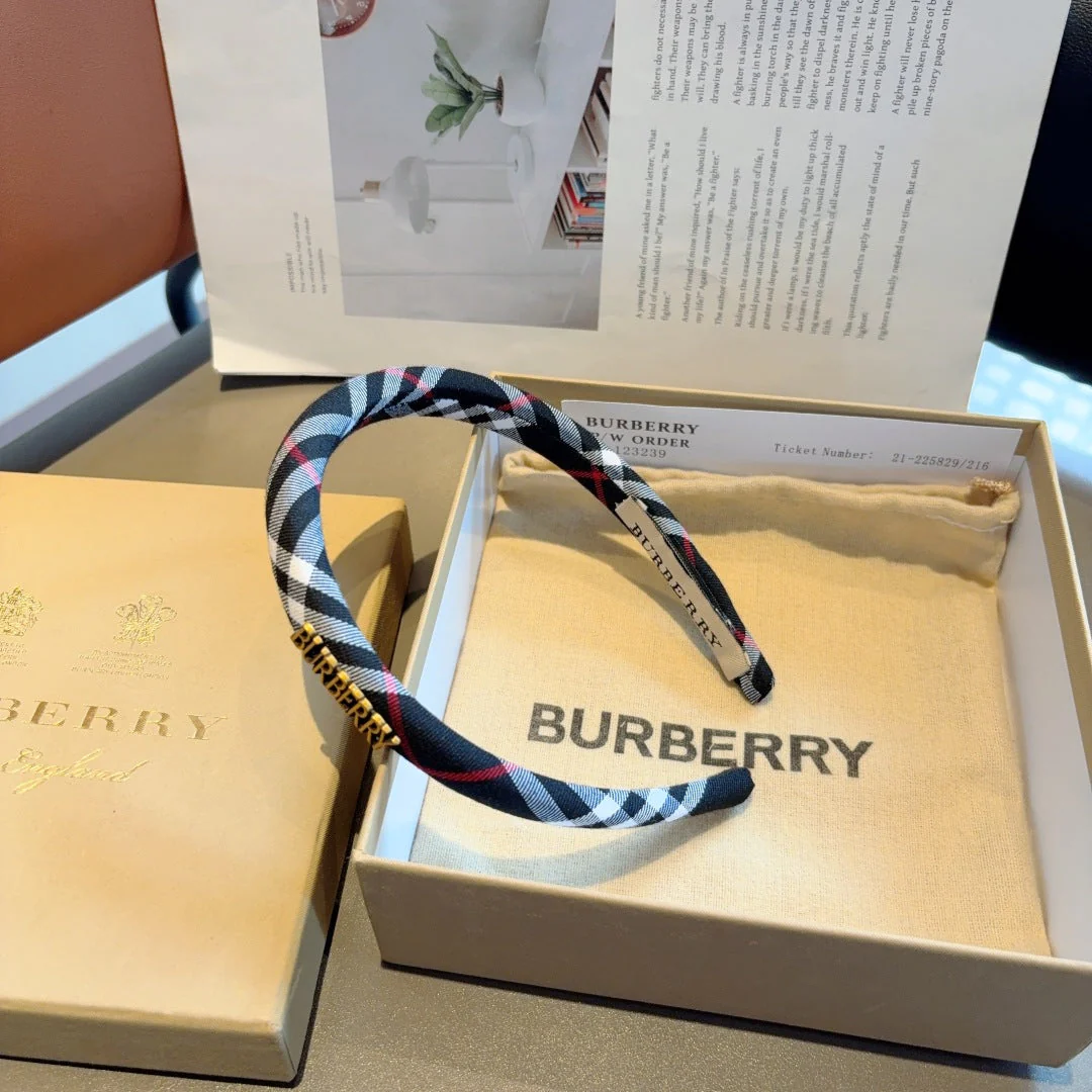 Bur New high version plaid narrow version headband