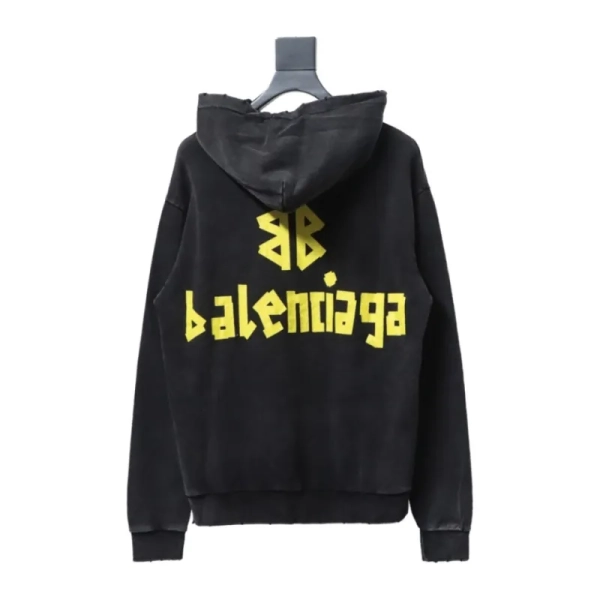 Balenciaga Clothes  Tape Type Raw Edge Hoodie Black