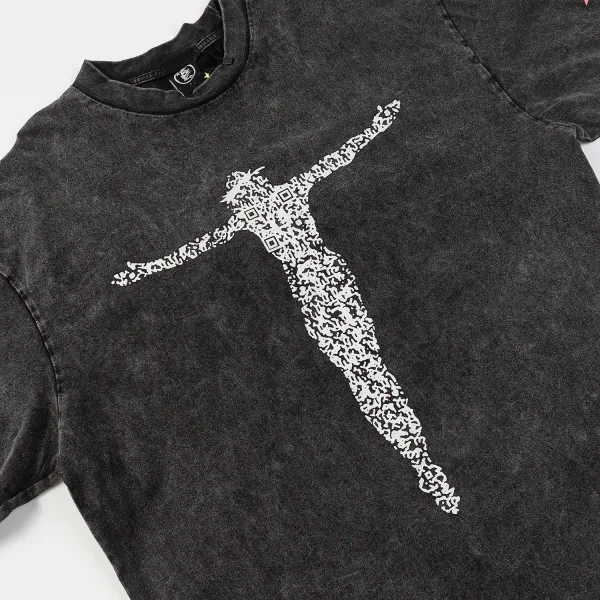 Hellstar Christ Long-Sleeve Washed Black T-Shirt D3102 Old Brick Red