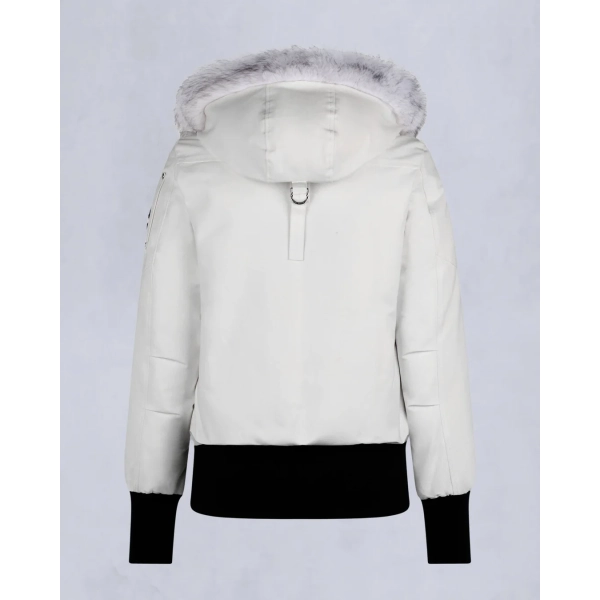 Moose Knuckles White Jacket White Wool Collar（NFC)