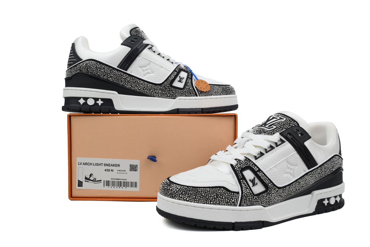 Pkkicks God Batch Louis Vuitton Trainer Black White Swarovski 1ABM08