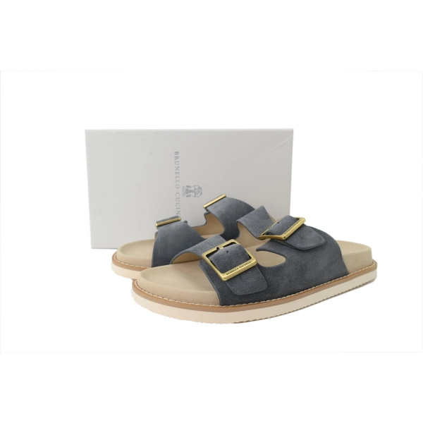 Brunello Cucinelli Suede two-strap Sandals Grey
