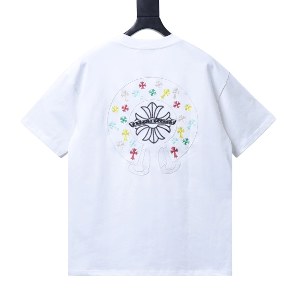 Chrome Hearts Colorful Cross Cluster Embroidered Short-Sleeve T-Shirt white