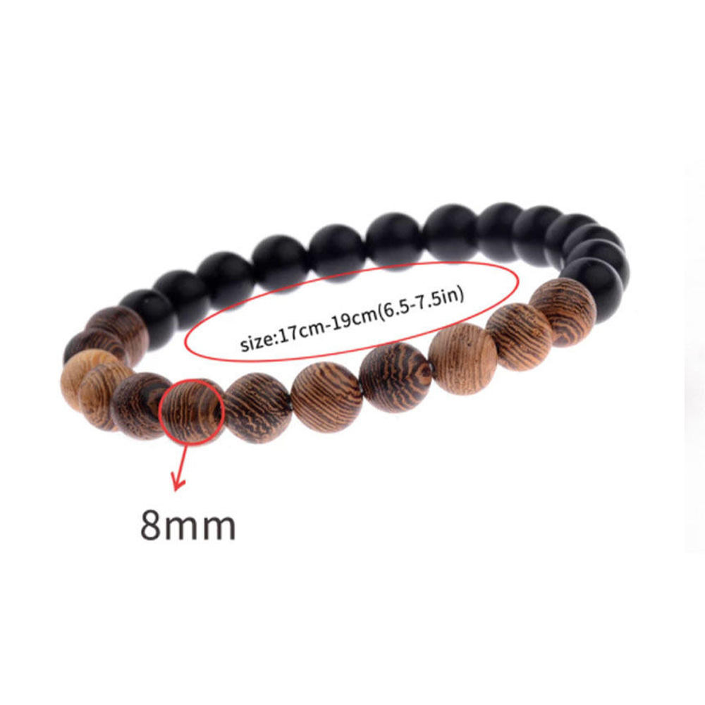 Wooden Bead and Lava Stone Adjustable Bracelet