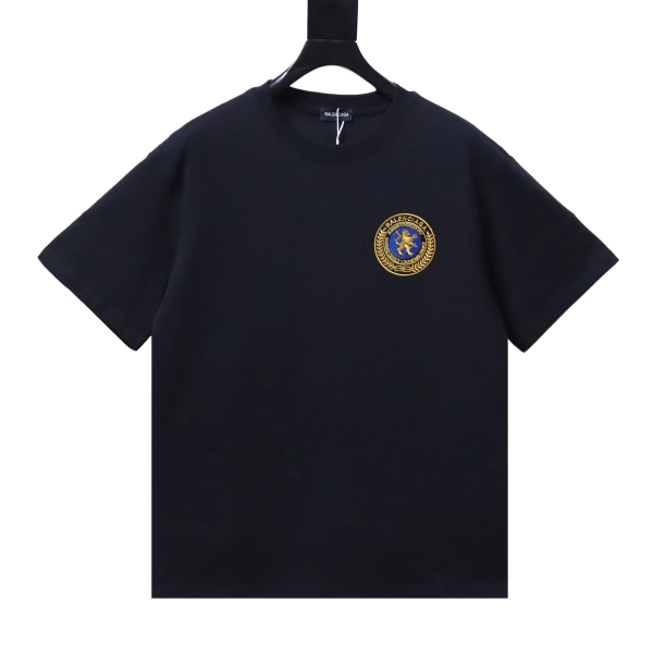 Balenciaga Clothes 26SS Chest Crest Embroidered Short-Sleeve T-shirt black