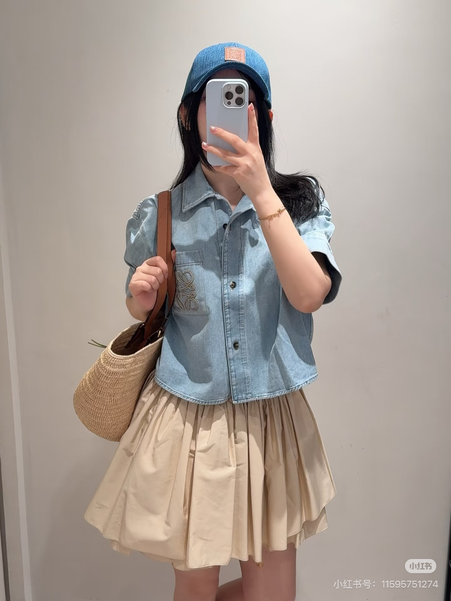 Loe New denim puff sleeve shirt