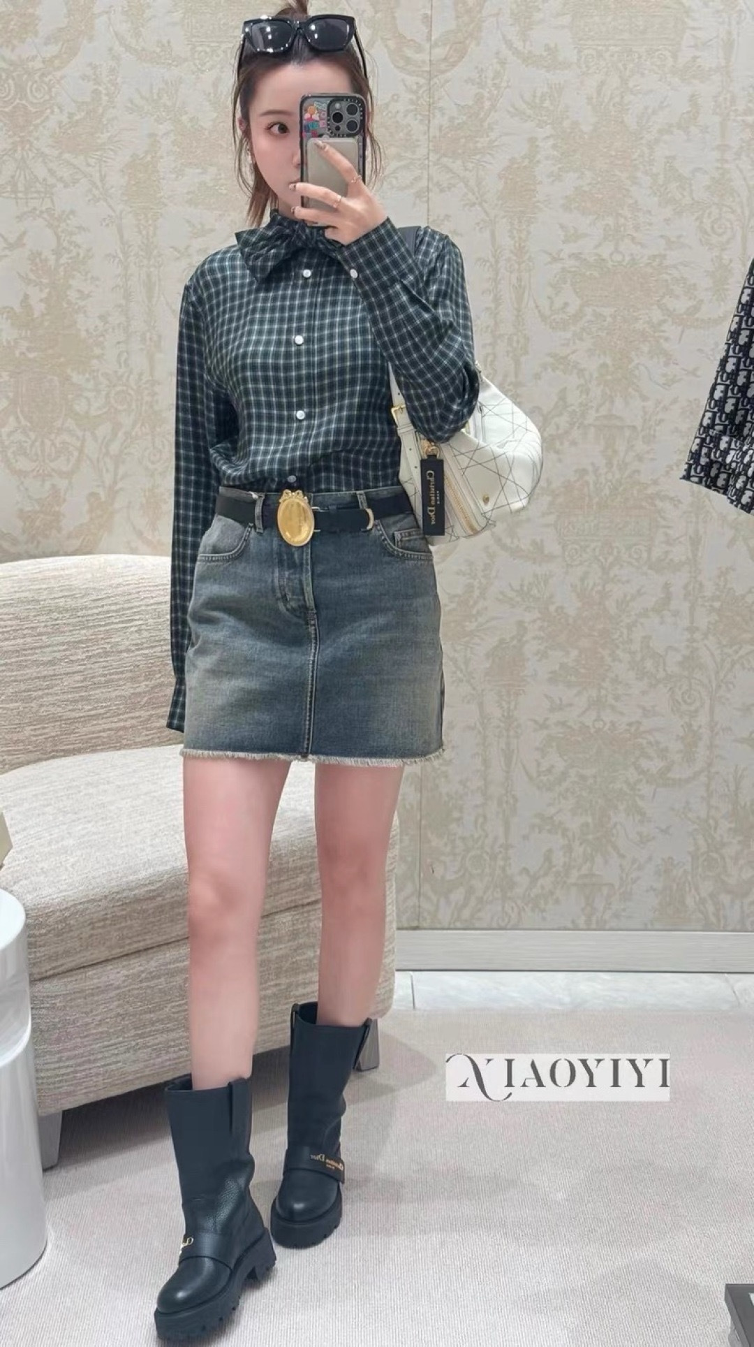 CD New belted denim skirt