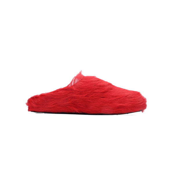 Marni Long-hair Calfskin Fussbett Sabot Red SBMS004601P412200R66